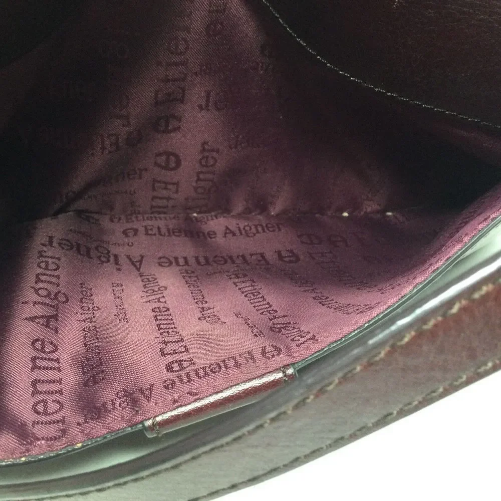 Etienne Aigner Retro Maroon Leather‎ HandBag Purse Crossbody Pockets Zipup